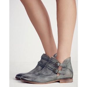 Free People Braeburn Green Leather Ankle Boots 9!